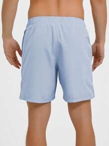 Men's Casual Solid Color Drawstring Waist Beach Shorts