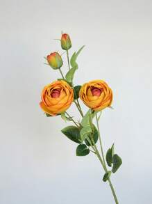1 pièce Fleur artificielle réaliste en PU ressemblant à de la soie avec 4 fausses roses roses et blanches - Décoration de maison de style ferme moderne pour mariage, Pâques, fournitures de fête de printemps - Décoration de chambre, salon, jardin et mur de style vintage pour l'automne