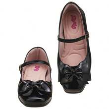 Girls' Party Shoes Patent Leather Double-Stitched Bow Lightweight Comfortable Sizes 28 To 34 Round Toe - màu đen - Xem 3