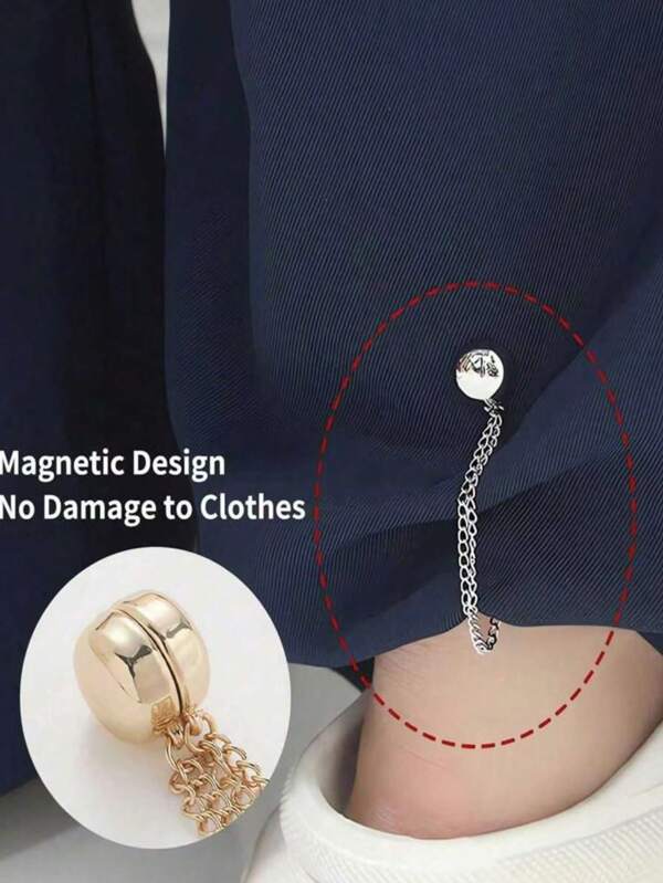 1/2pcs Adjustable Magnetic Metal Pants Clips And Cuff Clips, Detachable Hem Clips For Pants And T-Shirts, Seamless Tightening Clothing Belt Buckle