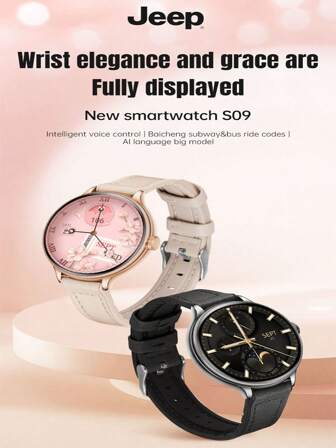  Jeep S09 智能手表，具有消息接听电话睡眠监测运动追踪器计步器信息警报功能，适用于 和 Android