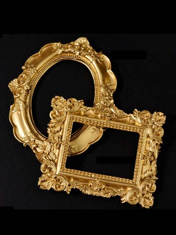 1 Pc Retro Oval Square Resin Photo Frame Ornament Nail Photo Prop Display Decoration Supplies