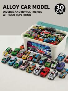 20/30/50pcs Pack Alloy Toy Cars With Pull-Back Function + Storage Box, 50 Patterns Randomly Matched, Perfect For Boys And Girls' Birthdays And Christmas Gifts.