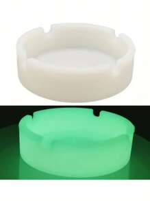Leuchtender Silikon Aschenbecher, Leuchtet im Dunkeln Aschenbecher, kleiner Outdoor Patio Aschenbecher, niedlicher Heim Aschenbecher, hitzebeständig, rund, bruchsicher, fluoreszierendes Design, einfach zu bedienen, dekorative und funktionale Heimzubehör, Heimdekoration, moderner Aschenbecher für innen und außen, Leuchtzubehör im Dunkeln, hochwertige Silikon Gummi weich tragbar