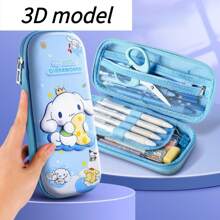 Sanrio صندوق قرطاسية كبير السعة من سانريو كورومي هيلو كيتي سيناموريل وردي أزرق بنفسجي، علبة أقلام، حقيبة تخزين مقاومة للسقوط، حلوة وإبداعية، هدايا للسيدات الشابات والطالبات لمناسبات مثل عيد الميلاد والسنة الجديدة