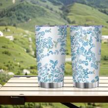 1pc 20oz Car Cup, Stainless Steel Tumbler, Heat Preservation And Cold Preservation Car Cup With Straw And Brush, Reusable, Gift For Family And Friends, Coffee Cup, Outdoor Portable Water Cup Water Bottle - Multicolor - View 1