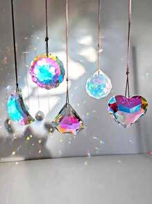 1 pieza de atrapanueves en forma de corazón con cristales, colgante de luz solar colorido, decoración para ventana de dormitorio, decoración de hogar arcoíris