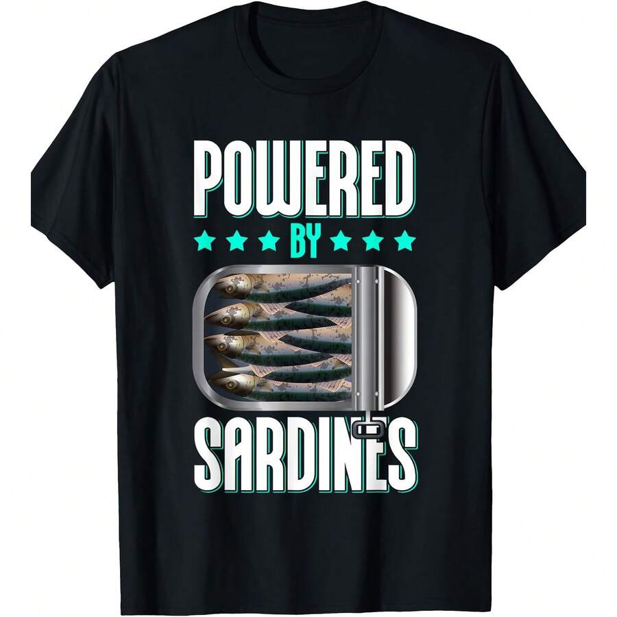 Camiseta "Powered By Sardines - Love Sardine" - Negro - Ver 1