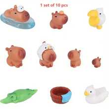 10 件迷你可爱水豚和它的朋友，微景观装饰，树脂材料，DIY 房间，桌面，童话花园，玻璃容器，鱼缸，水族箱等