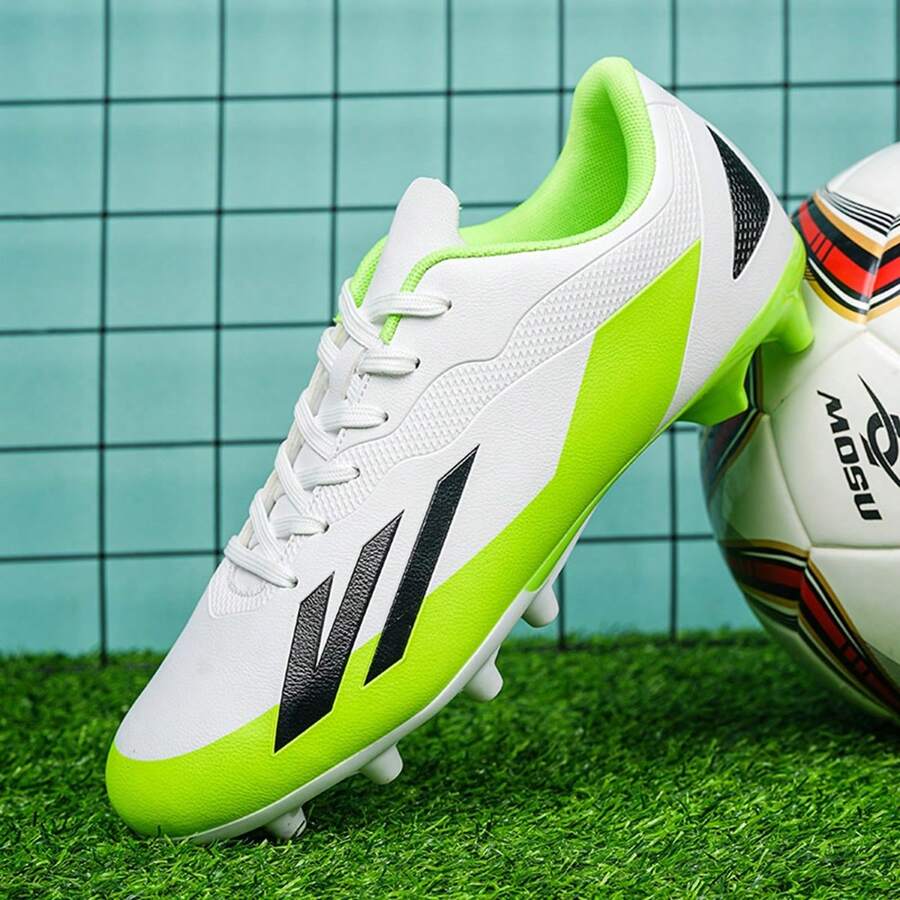 1 Pair High-Performance Soccer/Football Cleats, Low-Top, Flexible, Soft-Ground, Professional Grip, Outdoor Training Shoes For Adults, Students, Youth, Breathable, Lace-Up, Anti-Slip, Lightweight Design - White - View 1
