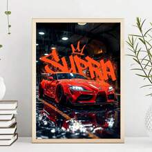 1 PIEZA Póster con marco opcional, estilo moderno con impresión en lienzo de un automóvil azul Miata Supra E36, estilo callejero, arte abstracto, decoración para el hogar, club y regalos - Multicolor - Ver 5