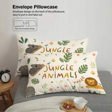 3 件套卡通森林动物印花床上用品套装，1* 羽绒被套 + 2* 枕套，超大尺寸，适合情侣或单人床，适合男士、青少年、女士、卧室、客房、酒店