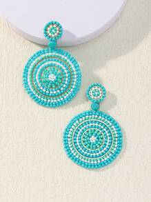 1 par de aretes de moda estilo bohemio hechos a mano con cuentas