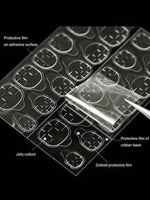 360 件（15 张）/600 件（25 张）/840 件（35 张）/1080 件（45 张）/1320 件（55 张）/1560 件（65 张）双面凝胶指甲胶，用于按压指甲果冻双面指甲粘合剂粘性标签指甲胶贴纸指甲贴纸 DIY