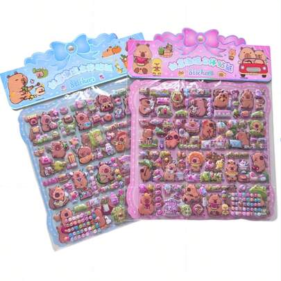 Kit 2 Cartelas Adesivos Capivaras - Cartela Grande 3D Capivaras MAIS DE 100 adesivos PVC