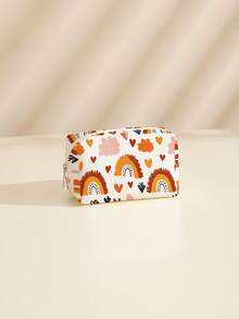 1 pieza Bolsa de almacenamiento multiusos con estampado arcoíris, bolsa organizadora ligera para guardería, artículos de bebé, chupetes, baberos, pañuelos, accesorios pequeños