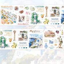 Landscape Washi Decorative Tape, 7.5cm Wide, 2m Long, Suitable For Phone Case Decoration, Item Accent Back To School