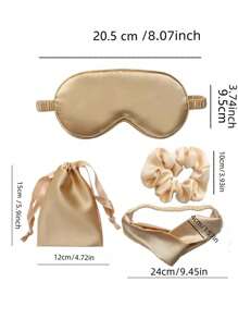 Cirelle 4pcs/Set Silk-Like Eye Mask, Headband, Scrunchie Sleep Set Home AccessoriesFor Bedroom,Travel,Office,School, Back To School Supplies