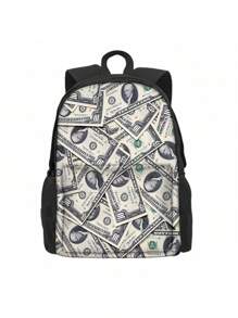 Dollar Pattern Printed Backpack Three Pieces Set (Front Bag Backpack + Lunch Bag + Pencil Bag) Pencil Case