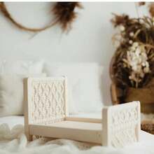 手工木制婴儿摄影道具，新生儿摆姿篮编织婴儿床拍摄影楼配件 - 彩色 - 查看 5