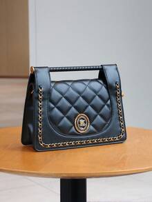 2025 New Summer French Style Rhombus Texture High-Quality Handbag, Luxury Fashion Chain Strap Square Crossbody Bag, Versatile Shoulder/Underarm Bag For Commuting - Multicolor - View 6