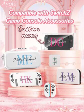 Ayotu 名前カスタマイズ2025新しいSwitch2保護ボックス、テキストカスタマイズ対応Switch NS2ゲームコンソール保護ボックス、個性的 ファッショナブルなカスタマイズされたゲームコンソールアクセサリー、ハンドヘルドコントロール保護ボックス、クリエイティブDIYパーソナライズカスタマイズされたゲームコンソールシェル、友人、家族、ゲーム愛好家に適したユニークなフェスティバルと誕生日のギフト