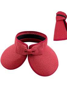 1pc Women's Straw Sun Hat Bucket Hat, Wide Brim, Versatile And Refreshing, Suitable For Daily Use - Multicolor - View 11