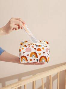 1 pieza Bolsa de almacenamiento multiusos con estampado arcoíris, bolsa organizadora ligera para guardería, artículos de bebé, chupetes, baberos, pañuelos, accesorios pequeños
