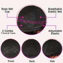 Short Elfin Cut Human Hair Wig For Women Short Afro Curly Wave Human Hair Wig With Bangs Remy Peruvian Human Hair Wig Rose Net Full Machine Made Nature Color Human Hair 4inch 180% Density Holiday Wear Party Wear