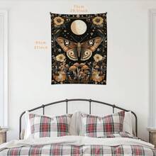 1 pezzo Arazzo in poliestere con motivo di farfalle, luna e fiori, decorazione da parete in stile boho per soggiorno, camera da letto, regalo unico per lei, lui, appassionati di natura, elegante
