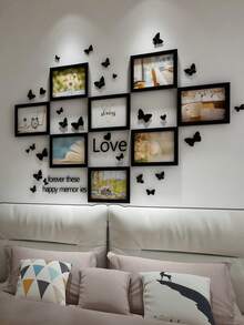 8pcs Creative Gallery Wall Photo Frame Set, 5"/6"/7"/8"/10" Photo Collage Display For Living Room And Bedroom, Includes Landscape Photos & Butterfly Stickers - Multicolor - View 24
