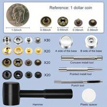15mm Leather Snap Button Kits With Hammer Punch Spacer 90 Sets Metal Snaps Press Studs With 4 Setter Tools For Thin Clothes Jackets Jeans Wears Bracelets Bags Snaps - 15mm+Hammer - View 3