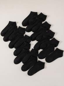 20 Pairs Unisex Basic Black Ankle Socks, Minimalist, Comfortable, Breathable For Daily Wear, Home, Travel