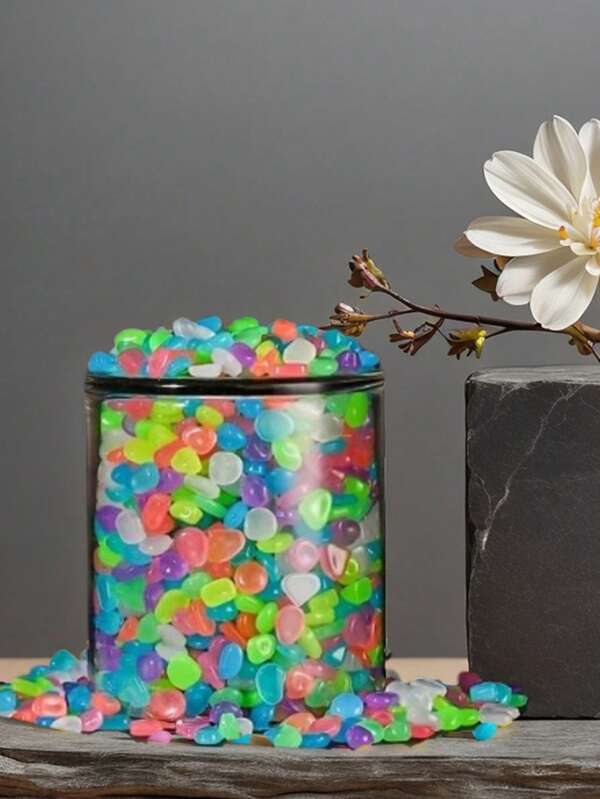1009pcs Colorful Glow In The Dark Luminous Pebbles, Suitable For Aquarium, Pathway, Wedding Decoration, DIY Decoration