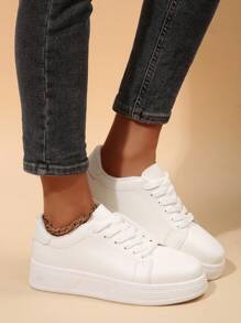 Women's Fashion Platform Lace-Up Casual Sports Trainers, Versatile Canvas Sneakers For All Seasons