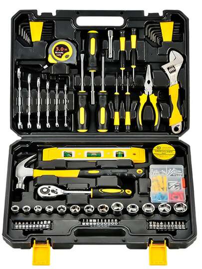 Coffret d'outils de 108 pièces pour mécaniciens domestiques, équipement de base pour artisans, ensemble d'outils à main pour mécaniciens pour l'entretien de bricolage