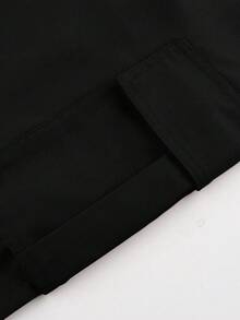 1 chiếc quần short cargo thường ngày cho bé trai tuổi teen, kiểu dáng thể thao ngoài trời, thiết kế tối giản thời trang, thích hợp cho mùa xuân và mùa hè. - màu đen - Xem 2