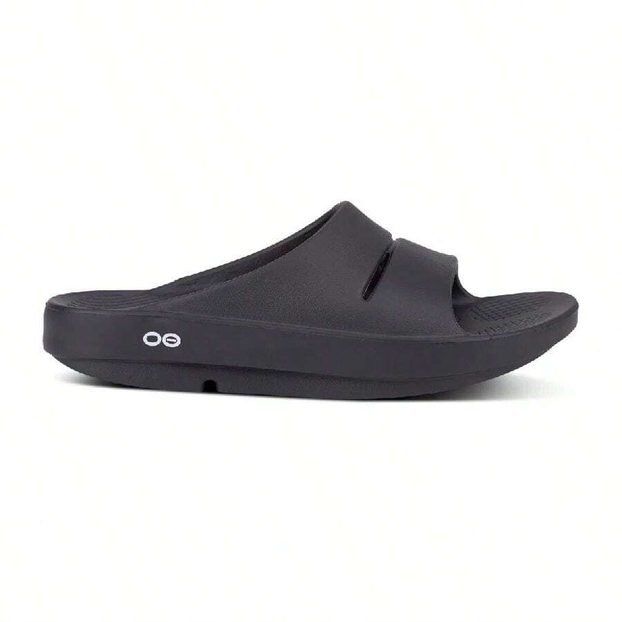 OOFOS Sandalias deslizantes de recuperación Oofos Ooahh 1100BLK para hombre, talla US 13, color negro