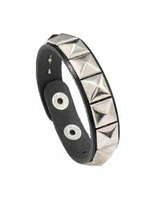 1 pieza Brazalete de puño cuadrado con remaches de estilo punk, accesorio unisex personalizado para fotografía callejera, discoteca de Halloween, minimalista de pulsera adecuado para uso diario y como regalo