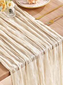 1pc/2pcs Red & Pink & Green Pleated Table Runner, Transparent Rustic Cheesecloth Tablecloth, Folding Table Flag Tablecloth, Romantic Table Cover, Party Favor, Birthday Gifts For Birthday Decor, Valentine's Day Decor, Wedding Decor, Holiday Babe Shower Decor Home Decor Party Decor Room Decor Table Decoration Kitchen Decor, Table Cloth, Romantic Party Tablewear
