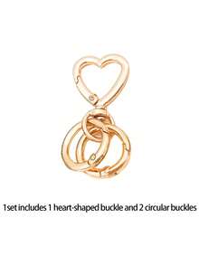 1 Set Heart Shaped Spring Clasp And Spring Ring Combination, Convenient For Keychain, Dog Leash, Backpack Accessories, Keychain Pendant, Openable Handbag Strap Connector, Outdoor Camping Hiking Accessories, Suitable For DIY Lanyard Dog Clips, Jewelry Metal Keychains, Metal Shaped Keychains, Bag Clips, Dog Leash Clips - Multicolor - View 9