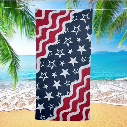 1pc Independence Day Beach Towel, Super Soft & Absorbent Beach Towel, Extra Large Travel Beach Towel, Sports, Swimming Pool, Beach, Bathroom, Camping Towel, Yoga Adult Beach Towel, Travel Essential