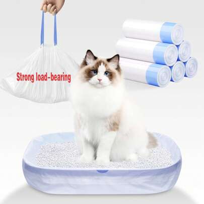 20/40/60100 Pack Jumbo Cat Litter Bags - Leakproof Litter Box Liners, Heavy Duty Drawstring Cat Litter Liners For Automatic Litter Box, Odor Control Disposable Kitty Litter Bags 1/2/3/5 Roll