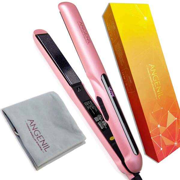 ANGENIL [EUA] ANGENIL Ferro Chapinha Cerâmico Profissional e Modelador 2 em 1, Ferro Chapinha e Modelador de Cachos a Óleo de Argan em um único, Ferro Chapinha de Aquecimento Rápido para Alisamento e Modelagem, Ferro Chapinha de Voltagem Dupla para Presente Feminino