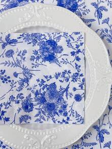 20 chiếc/gói khăn giấy dùng một lần in hoa màu xanh, 10x10 inch, thanh lịch cho đám cưới, sinh nhật, tiệc trà, trang trí sự kiện, sử dụng tại nhà và nhà hàng - Màu xanh lam - Xem 10