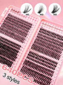 Waloshow Quick Makeup For School 720Pcs D Curl Lash Cluster Eyelash Kit ,Cluster Lashes With White Glue, Natural Fake Eyelashes Glue Remover And Individual Tweezers , Colored False Lashes In 4 Styles (Colored /20D/30D/50D) For Beginners,Makeup Tools Back To School