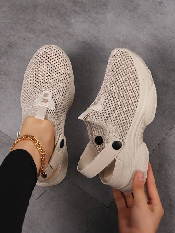 New 35-43 Women's Summer Slip-On Loafers, Breathable Mesh Peep Toe Design, Casual Lightweight Comfortable Walking Shoes