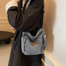 Bags Female Fall And Winter New Retro Simple Hong Style Canvas Shoulder Bag Casual Student Crossbody Bag - Black - View 4