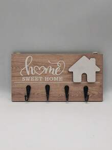 1pc Wall Mounted Wooden Keyholder Hook, Suitable For Front Door, Kitchen, Store, Home, Office, Car, Vehicle Keys, Vintage Decor For Home, Room, Wall