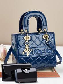 [奢华鳄鱼纹印花包] 优雅奢华鳄鱼纹印花托特包 - 女士时尚手提包、单肩包、斜挎包 - 彩色 - 查看 9